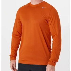 NIKE Dri-Fit Legend Long Sleeve T-Shirt Orange Size Large